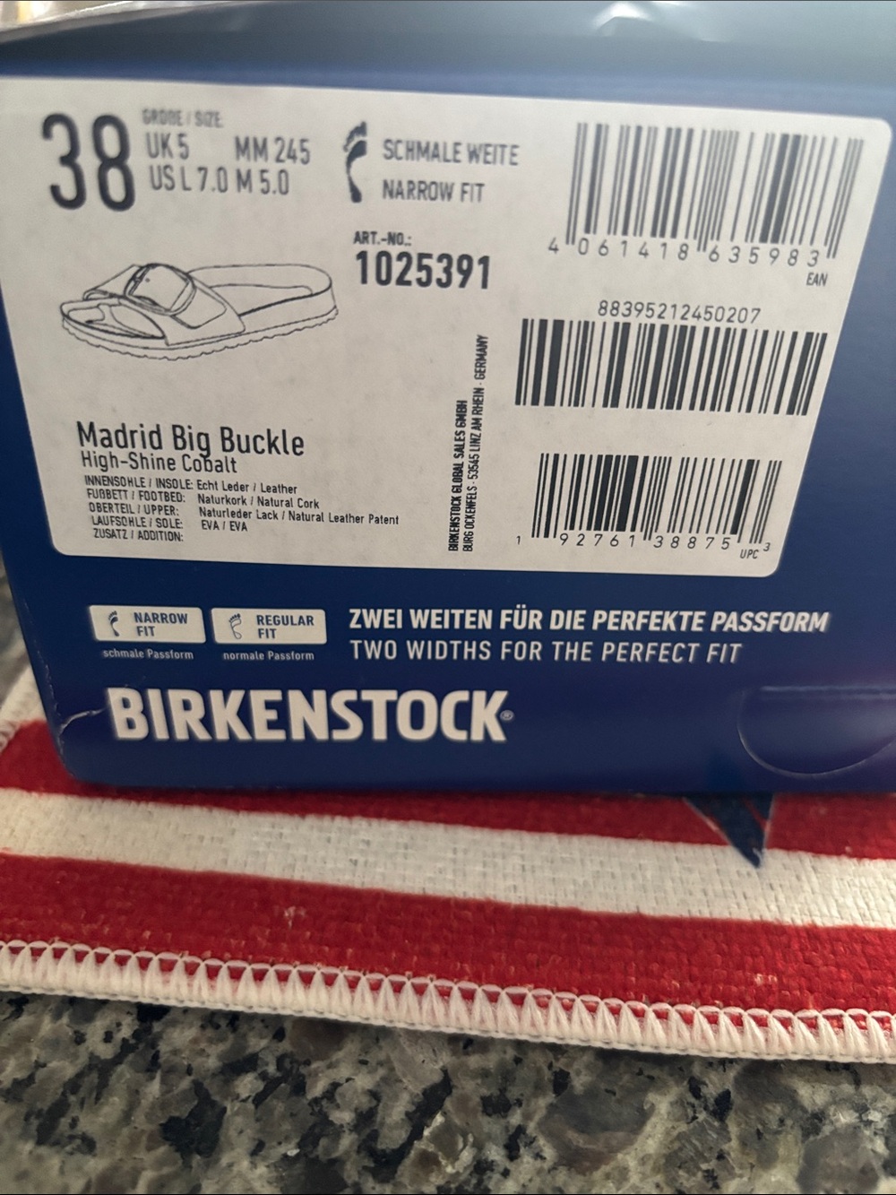 Birkenstock Madrid big buckle high shine cobalt size 38 - Picture 2 of 4